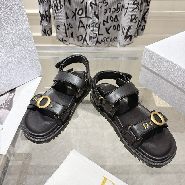 DIOR 26S VELCRO SANDALS IN BLACK CALFSKIN