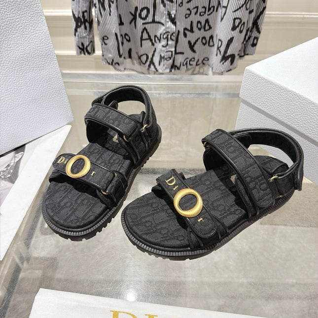 DIOR 26S VELCRO SANDALS IN BLACK OBLIQUE CANVAS