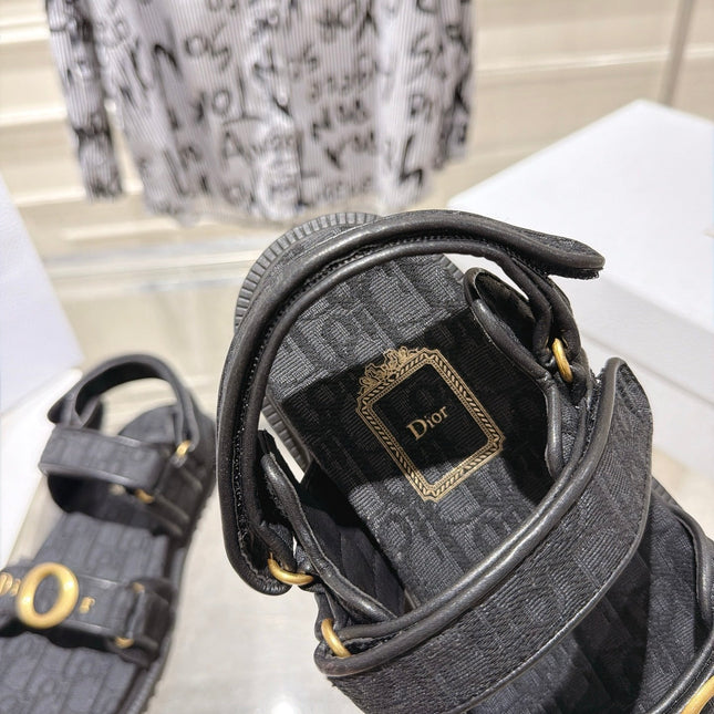 DIOR 26S VELCRO SANDALS IN BLACK OBLIQUE CANVAS