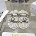 DIOR 26S SANDALS IN LIGHT GREY MIX WHITE OBLIQUE CANVAS