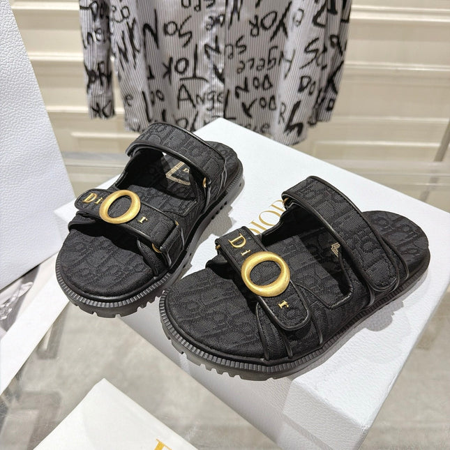 DIOR 26S SANDALS IN BLACK OBLIQUE CANVAS
