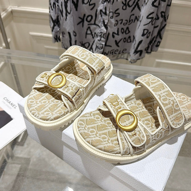 DIOR 26S SANDALS IN LIGHT BEIGE OBLIQUE CANVAS
