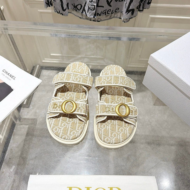 DIOR 26S SANDALS IN LIGHT BEIGE OBLIQUE CANVAS