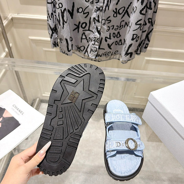 DIOR 26S SANDALS IN LIGHT BLUE OBLIQUE CANVAS