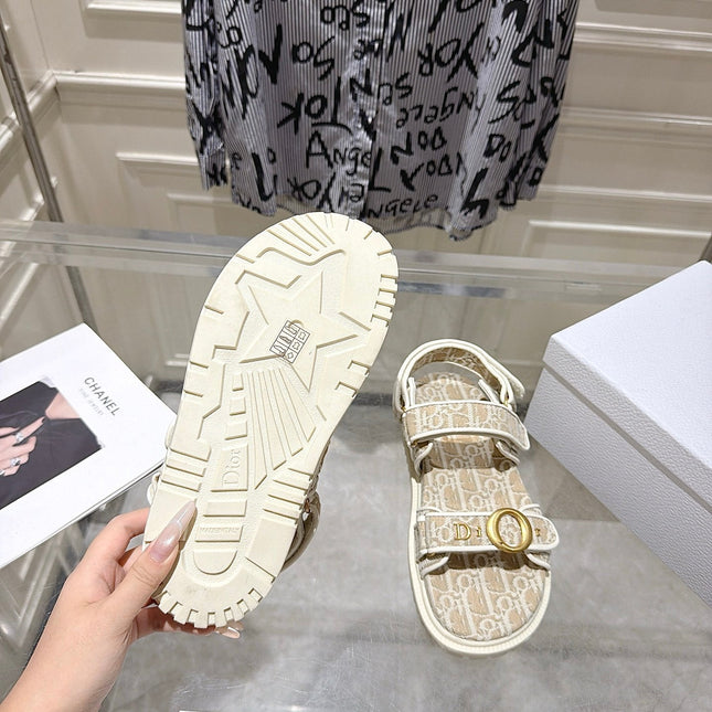 DIOR 26S VELCRO SANDALS IN LIGHT BEIGE OBLIQUE CANVAS