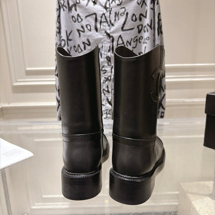 CHANEL 26S MID CALF BOOTS 30 MM IN BLACK CALFSKIN