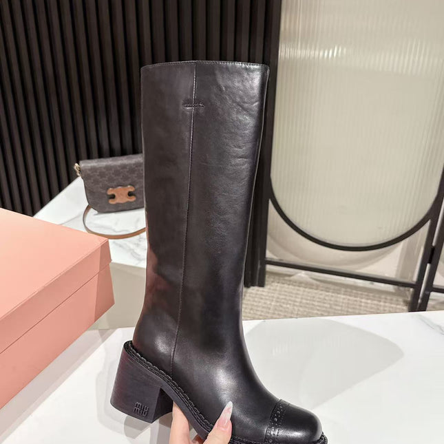 MIUMIU 26S HIGH-ANKLE BOOTS 50MM IN BLACK GLOSSY CALFSKIN