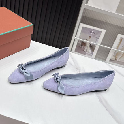 LP 26S BALLERINA FLATS IN PASTEL PURPLE SUEDE & SATIN BOW