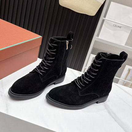 LP 26S LACE-UP ANKLE BOOTS IN BLACK SUEDE