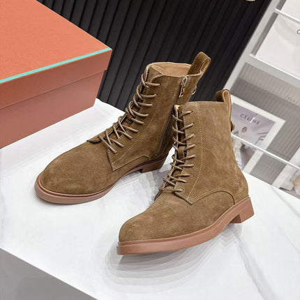LP 26S LACE-UP ANKLE BOOTS IN BROWN SUEDE