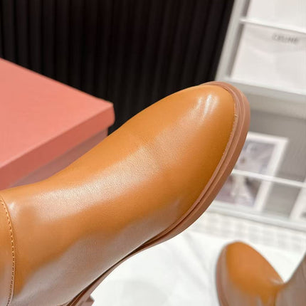 LP 26S KNEE-HIGH BOOTS IN CAMEL CALFSKIN
