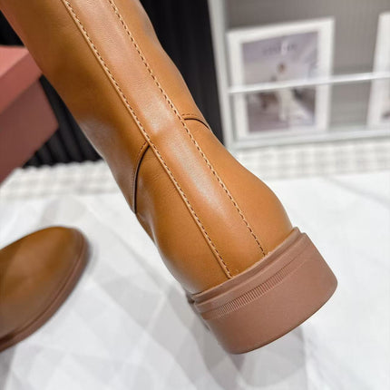 LP 26S KNEE-HIGH BOOTS IN CAMEL CALFSKIN