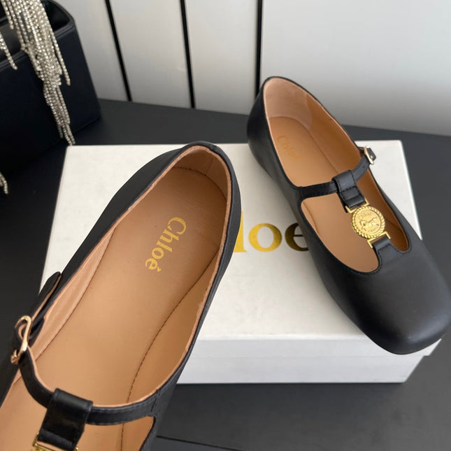 CHLOÉ 26S MARY JANE SHOES IN BLACK CALFSKIN