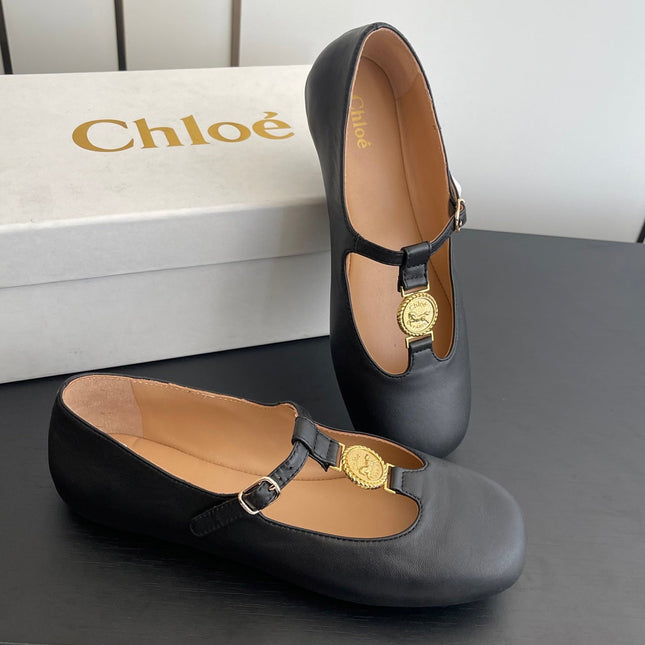 CHLOÉ 26S MARY JANE SHOES IN BLACK CALFSKIN
