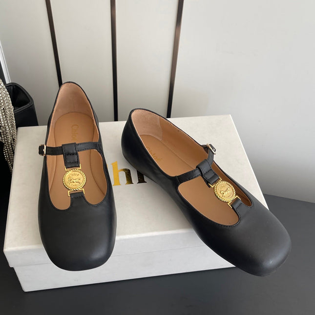 CHLOÉ 26S MARY JANE SHOES IN BLACK CALFSKIN