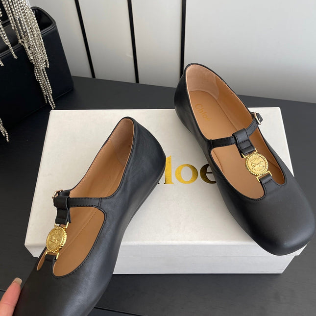 CHLOÉ 26S MARY JANE SHOES IN BLACK CALFSKIN