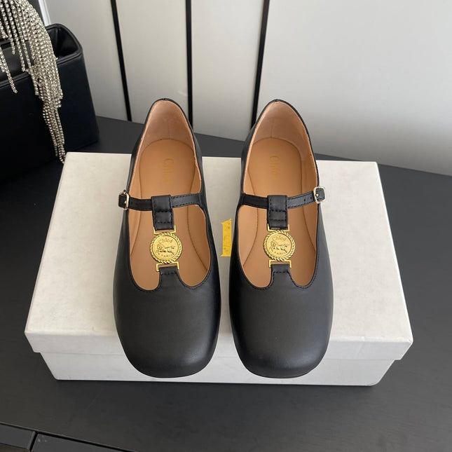 CHLOÉ 26S MARY JANE SHOES IN BLACK CALFSKIN