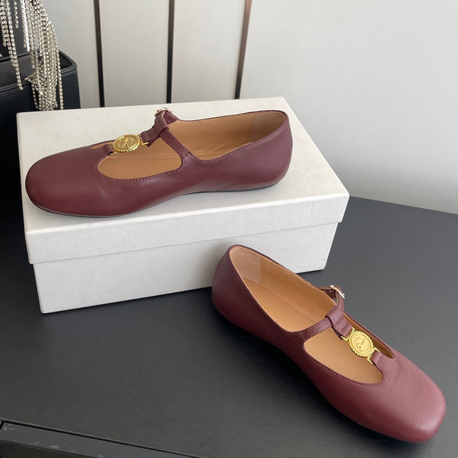 CHLOÉ 26S MARY JANE SHOES IN DARK RED CALFSKIN
