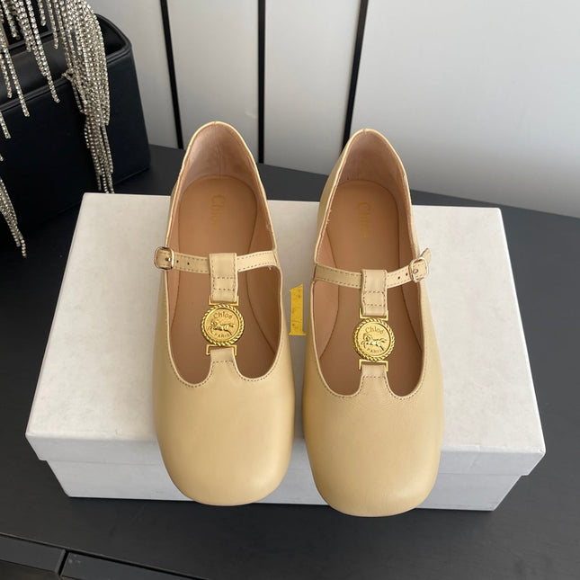 CHLOÉ 26S MARY JANE SHOES IN BEIGE CALFSKIN