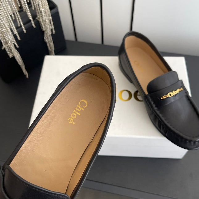 CHLOÉ 26S LOAFERS IN BLACK CALFSKIN