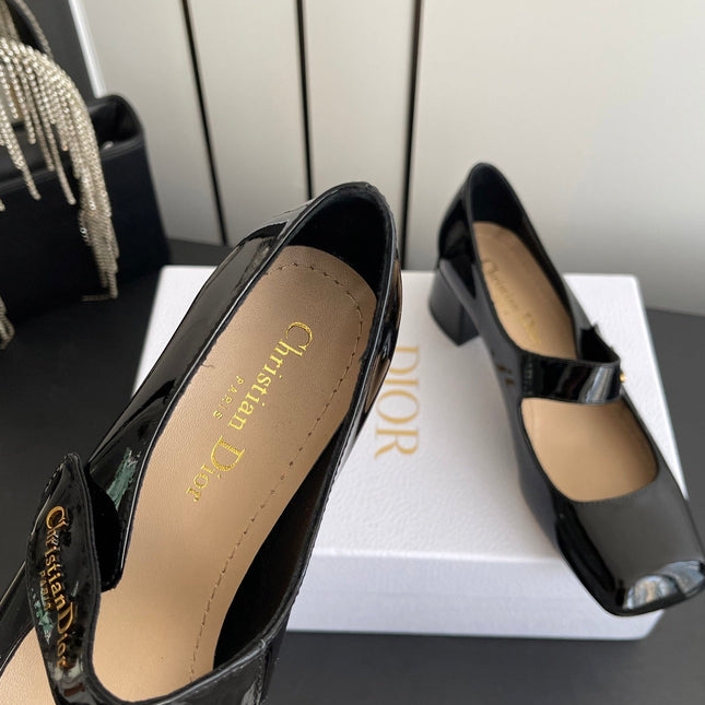 DIOR 26S MARY JANE 45 MM IN BLACK GLOSSY CALFSKIN
