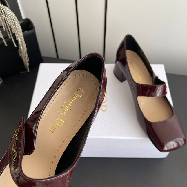 DIOR 26S MARY JANE 45 MM IN DARK RED GLOSSY CALFSKIN