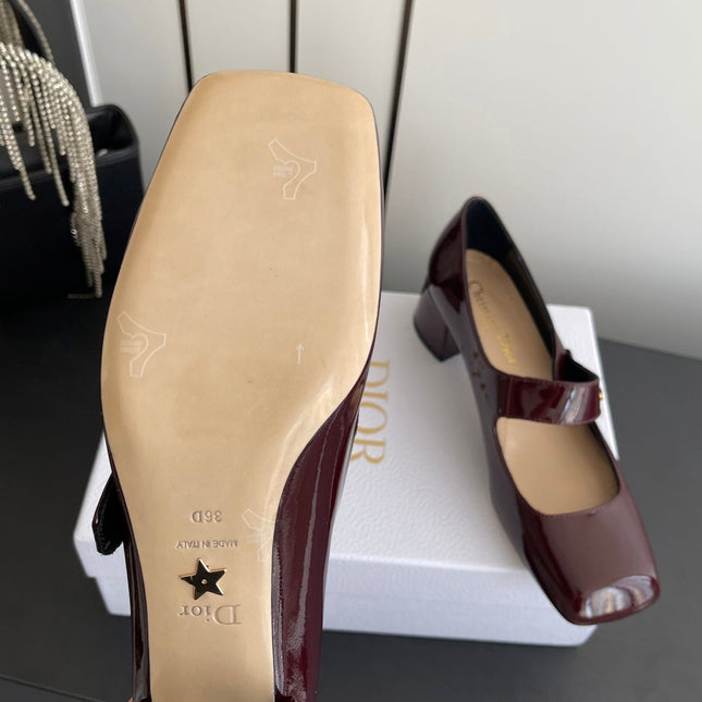 DIOR 26S MARY JANE 45 MM IN DARK RED GLOSSY CALFSKIN