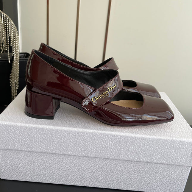 DIOR 26S MARY JANE 45 MM IN DARK RED GLOSSY CALFSKIN