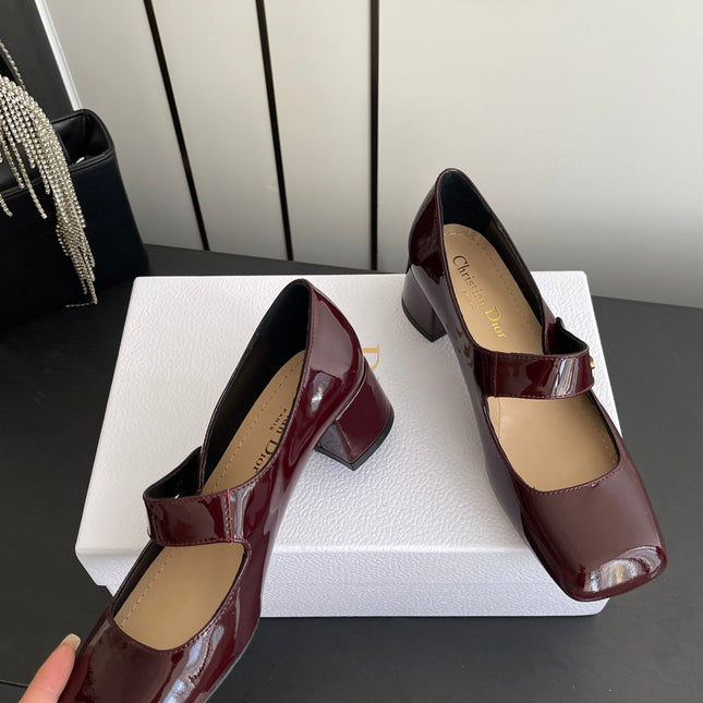 DIOR 26S MARY JANE 45 MM IN DARK RED GLOSSY CALFSKIN