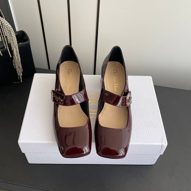 DIOR 26S MARY JANE 45 MM IN DARK RED GLOSSY CALFSKIN