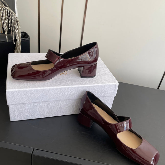 DIOR 26S MARY JANE 45 MM IN DARK RED GLOSSY CALFSKIN