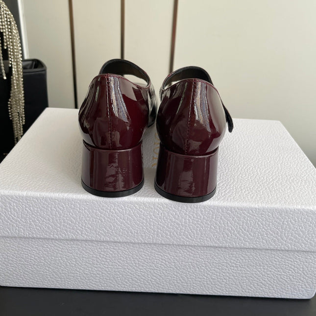 DIOR 26S MARY JANE 45 MM IN DARK RED GLOSSY CALFSKIN