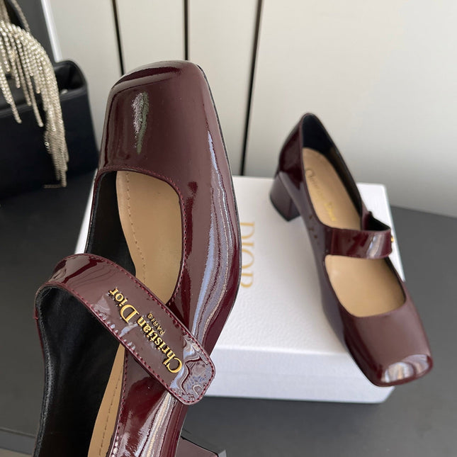 DIOR 26S MARY JANE 45 MM IN DARK RED GLOSSY CALFSKIN