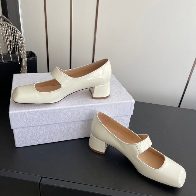 DIOR 26S MARY JANE 45 MM IN CREAM WHITE GLOSSY CALFSKIN