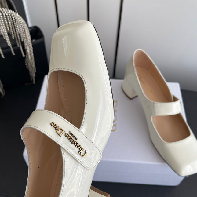 DIOR 26S MARY JANE 45 MM IN CREAM WHITE GLOSSY CALFSKIN
