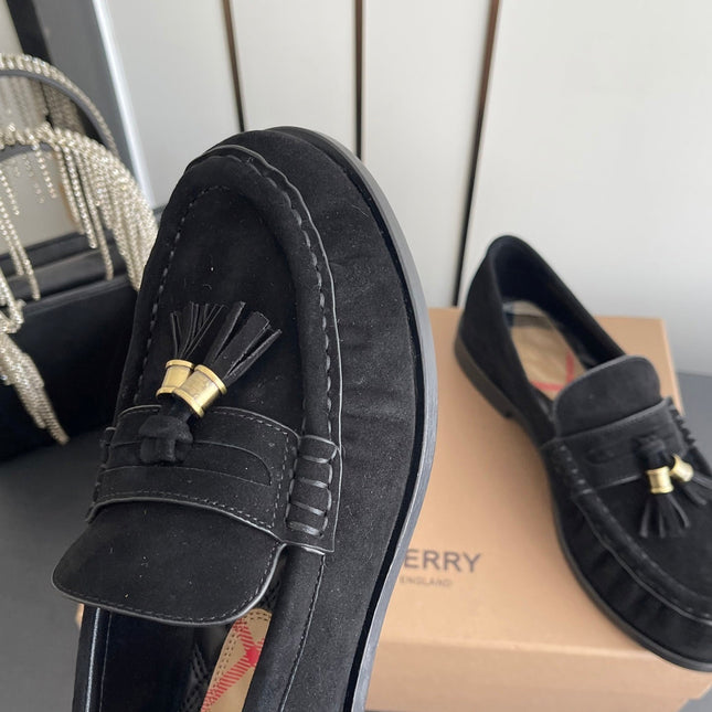 BURBERRY 26S LOAFERS IN BLACK SUEDE