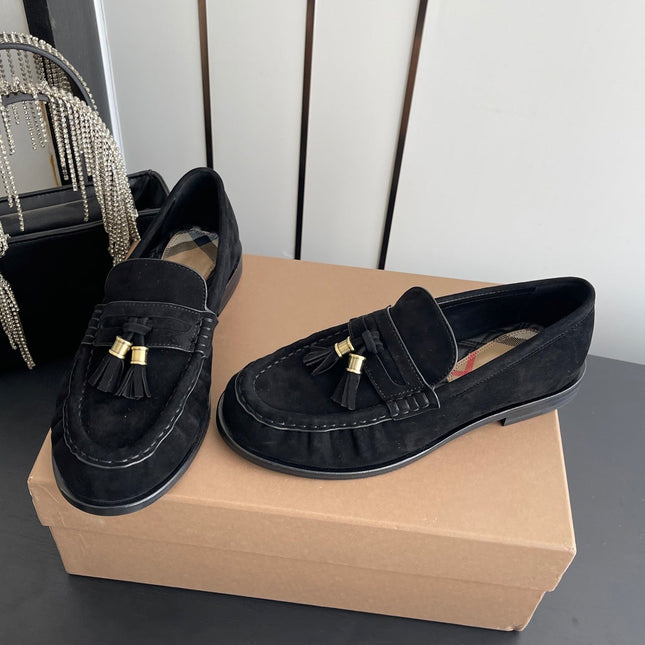 BURBERRY 26S LOAFERS IN BLACK SUEDE