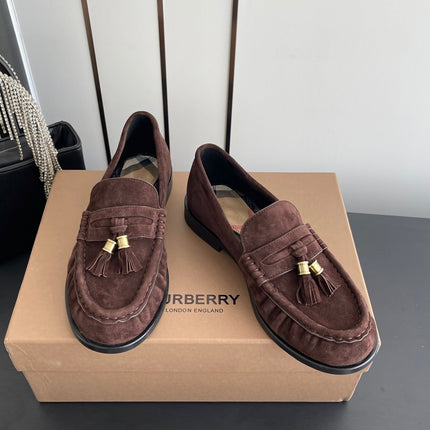 BURBERRY 26S LOAFERS IN DARK BROWN SUEDE