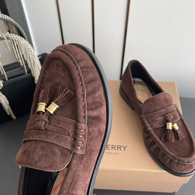 BURBERRY 26S LOAFERS IN DARK BROWN SUEDE