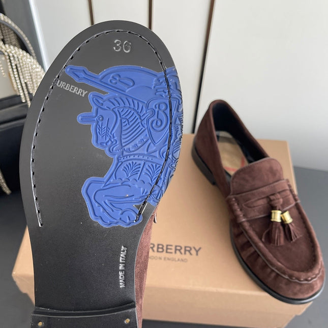 BURBERRY 26S LOAFERS IN DARK BROWN SUEDE