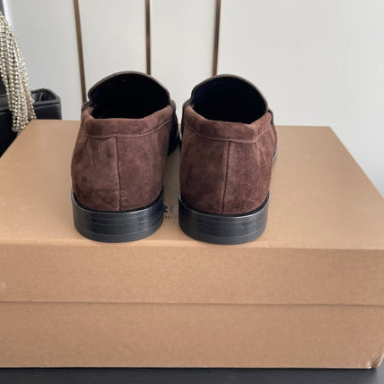 BURBERRY 26S LOAFERS IN DARK BROWN SUEDE