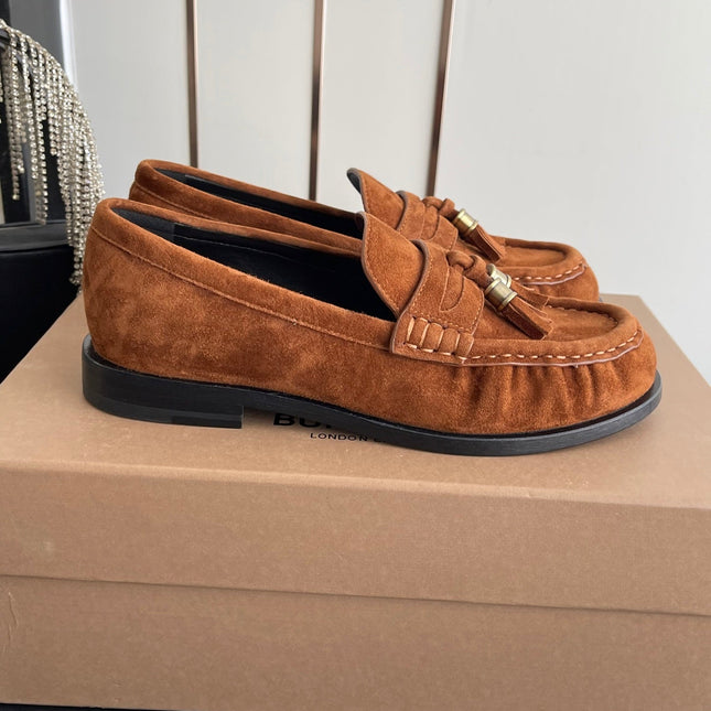 BURBERRY 26S LOAFERS IN BROWN SUEDE