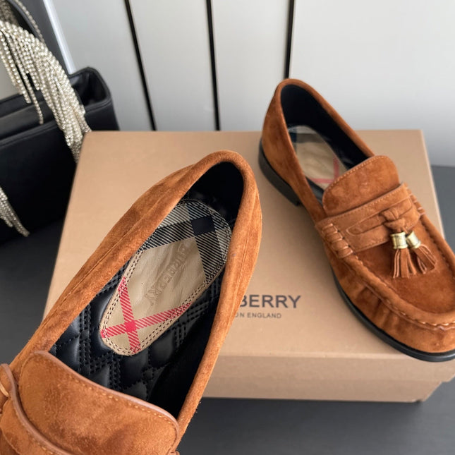 BURBERRY 26S LOAFERS IN BROWN SUEDE