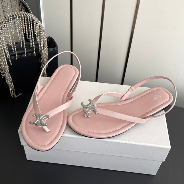 CELINE 26S THONG SANDALS IN LIGHT PINK CALFSKIN