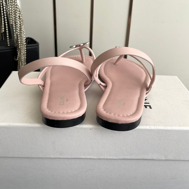 CELINE 26S THONG SANDALS IN LIGHT PINK CALFSKIN