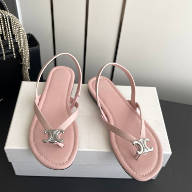 CELINE 26S THONG SANDALS IN LIGHT PINK CALFSKIN