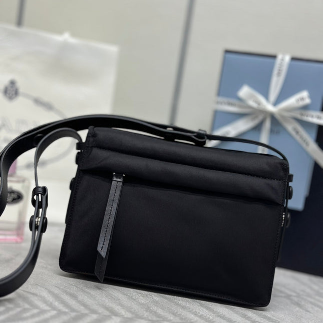 PRADA 26S CROSSBODY BAG 16 IN BLACK RE-NYLON