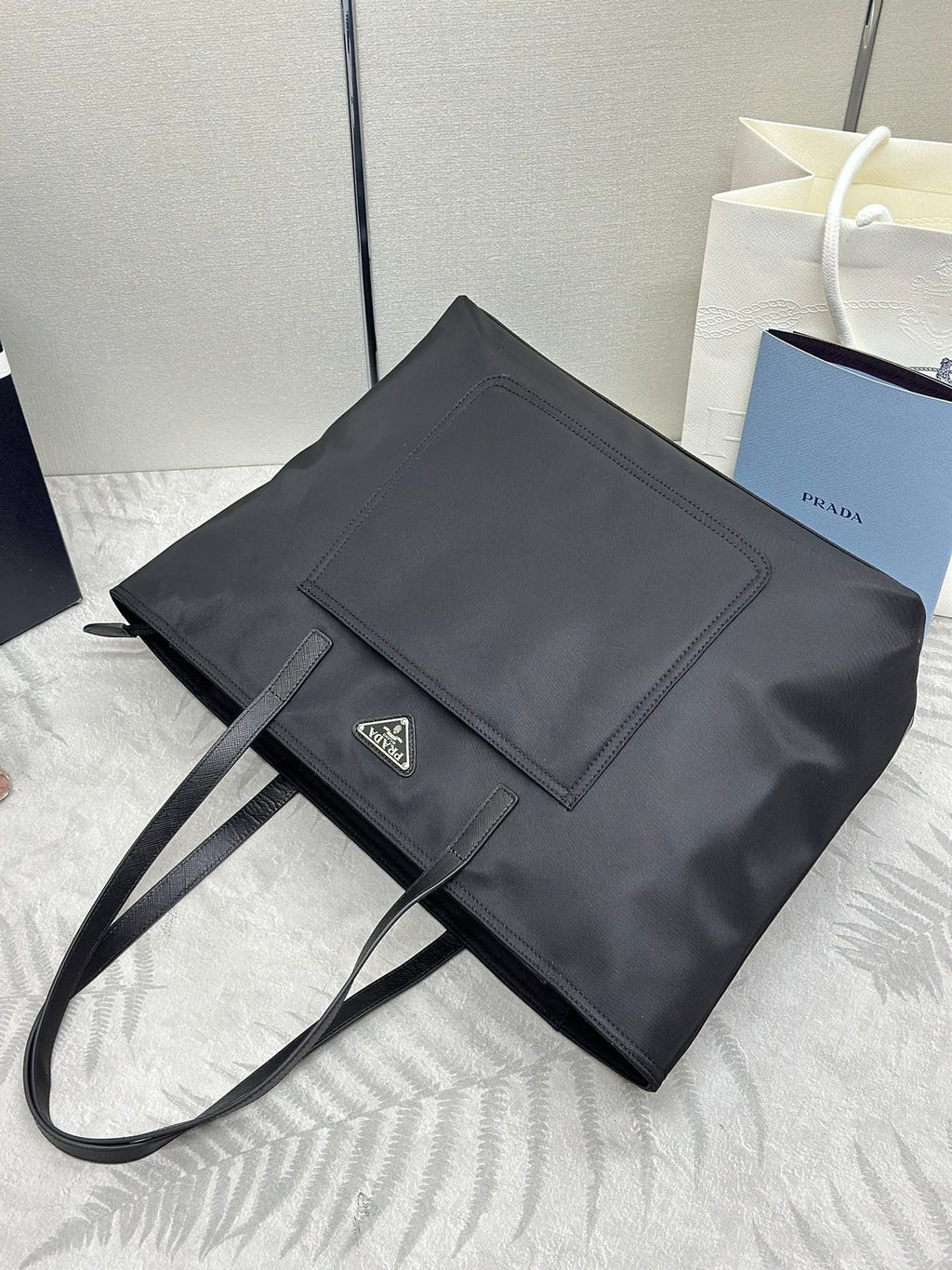 PRADA 26S TOTE BAG 35 IN BLACK NYLON