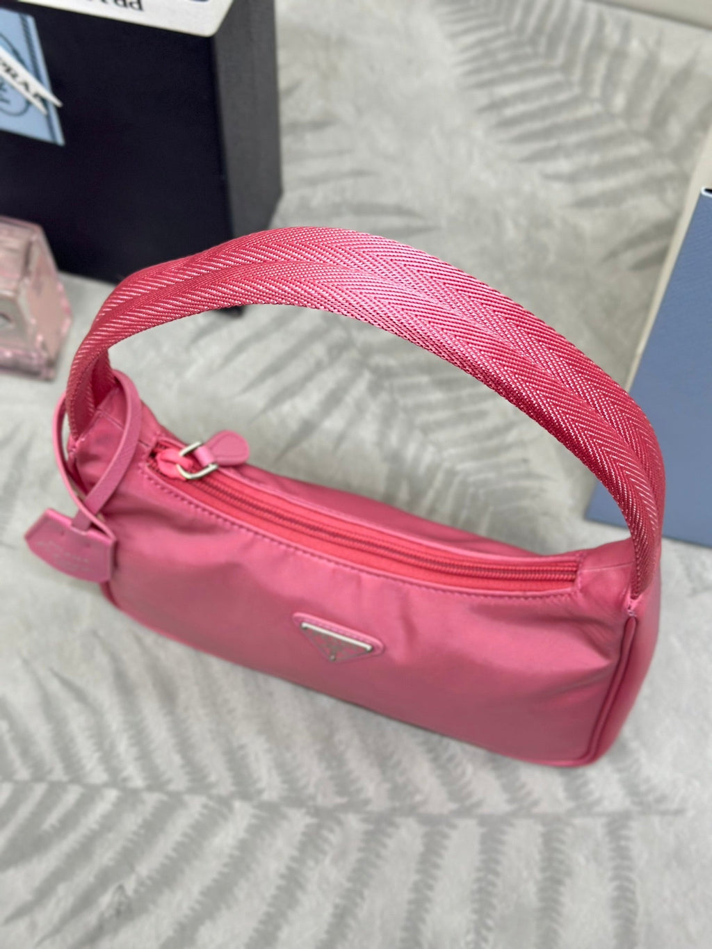PRADA 26S SHOULDER BAG 23 IN PINK FABRIC