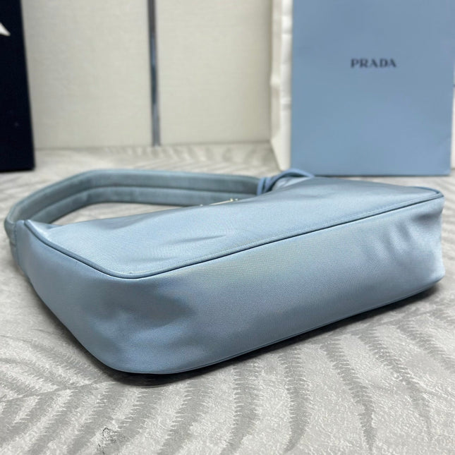 PRADA 26S SHOULDER BAG 23 IN LIGHT BLUE FABRIC